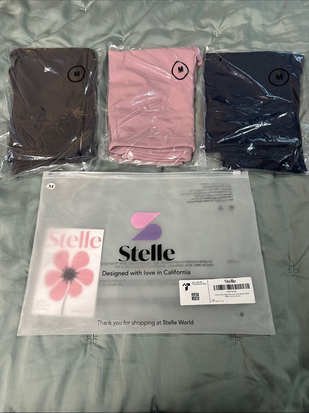 Stelle Girls Yoga Pants-Gray,Pink & Navy (3) Pairs